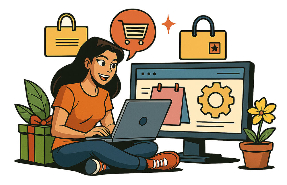 woman-on-laptop-shopping-online-1 - StoreAgent A happy woman using her laptop to enjoy online shopping