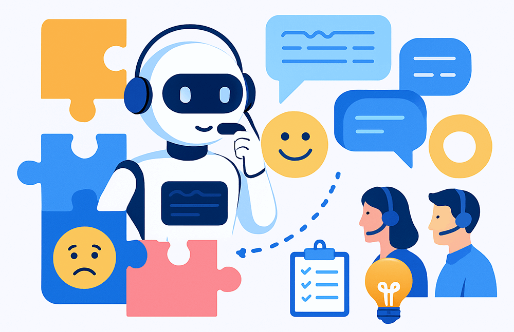 benefits-of-ai-in-customer-service-03 - StoreAgent An AI customer support agent speaking to two people