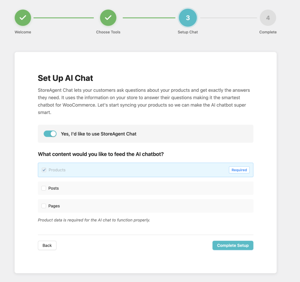 storeagent onboarding wizard - Set up AI Chat widget – StoreAgent