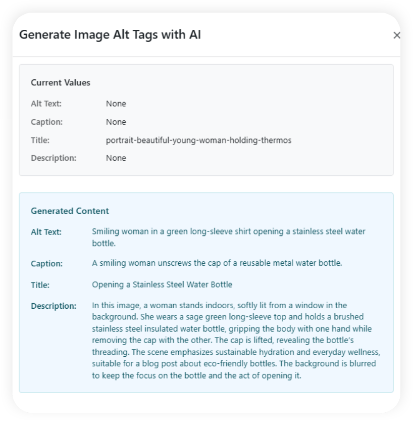 AI alt tag agent final result