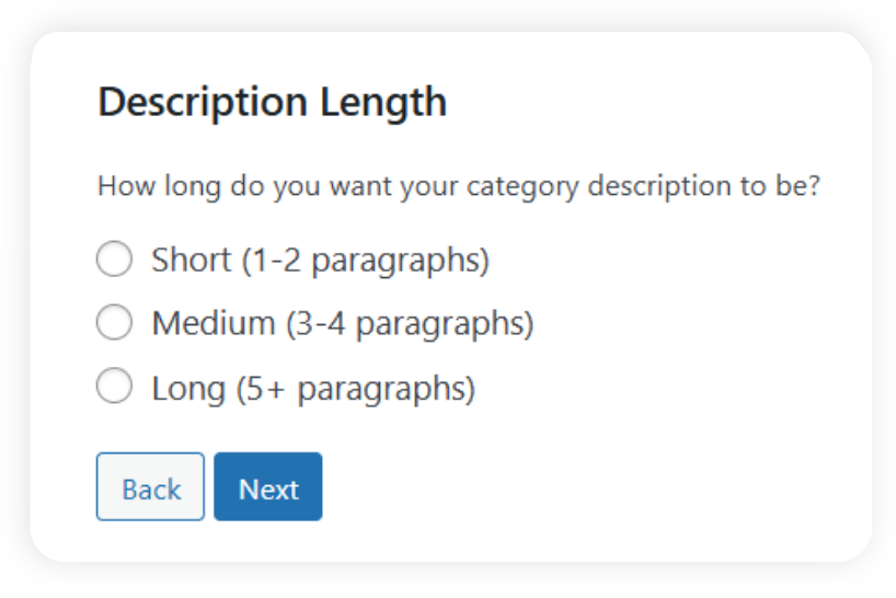 Description length setting on Category Description AI
