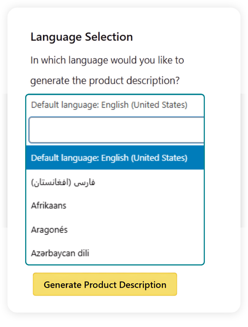 StoreAgent Language Selection