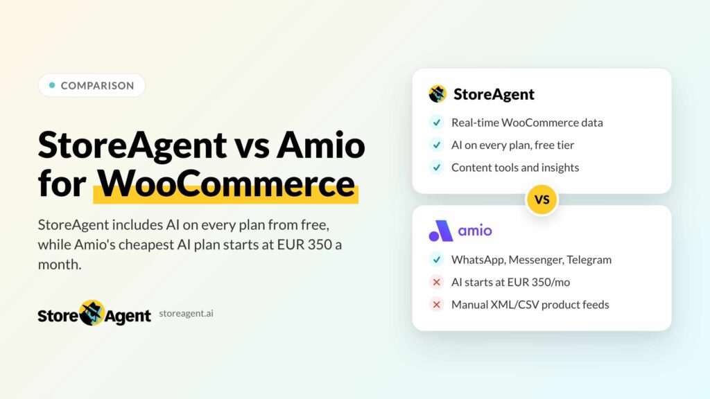 StoreAgent Vs. Amio: Comparing WooCommerce AI Chatbots