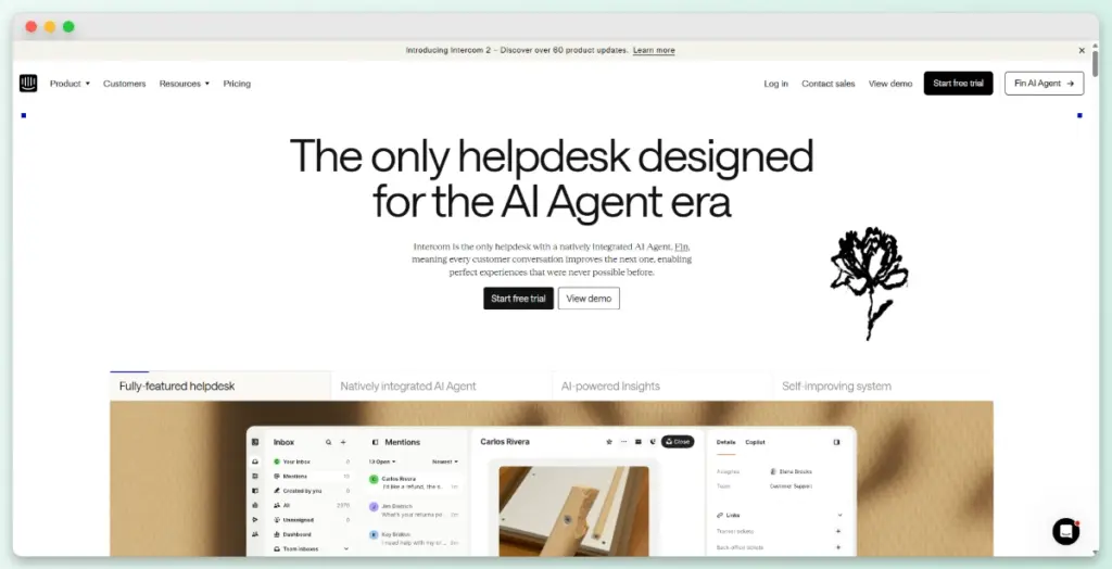 intercom chatbot-storeagent – StoreAgent Intercom Fin AI agent interface showing automated customer messaging and SaaS onboarding flows.
