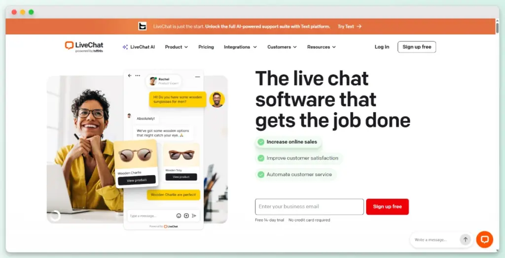 livechat homepage-storeagent – StoreAgent LiveChat pricing and features homepage showing chat tools and separate AI chatbot subscription options.