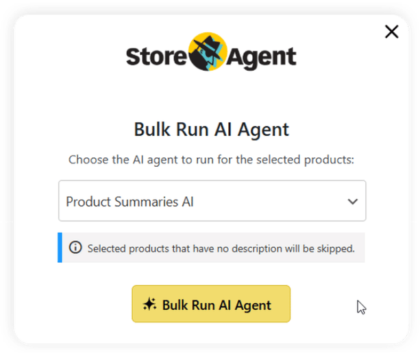 StoreAgent bulk product summaries in WooCommerce