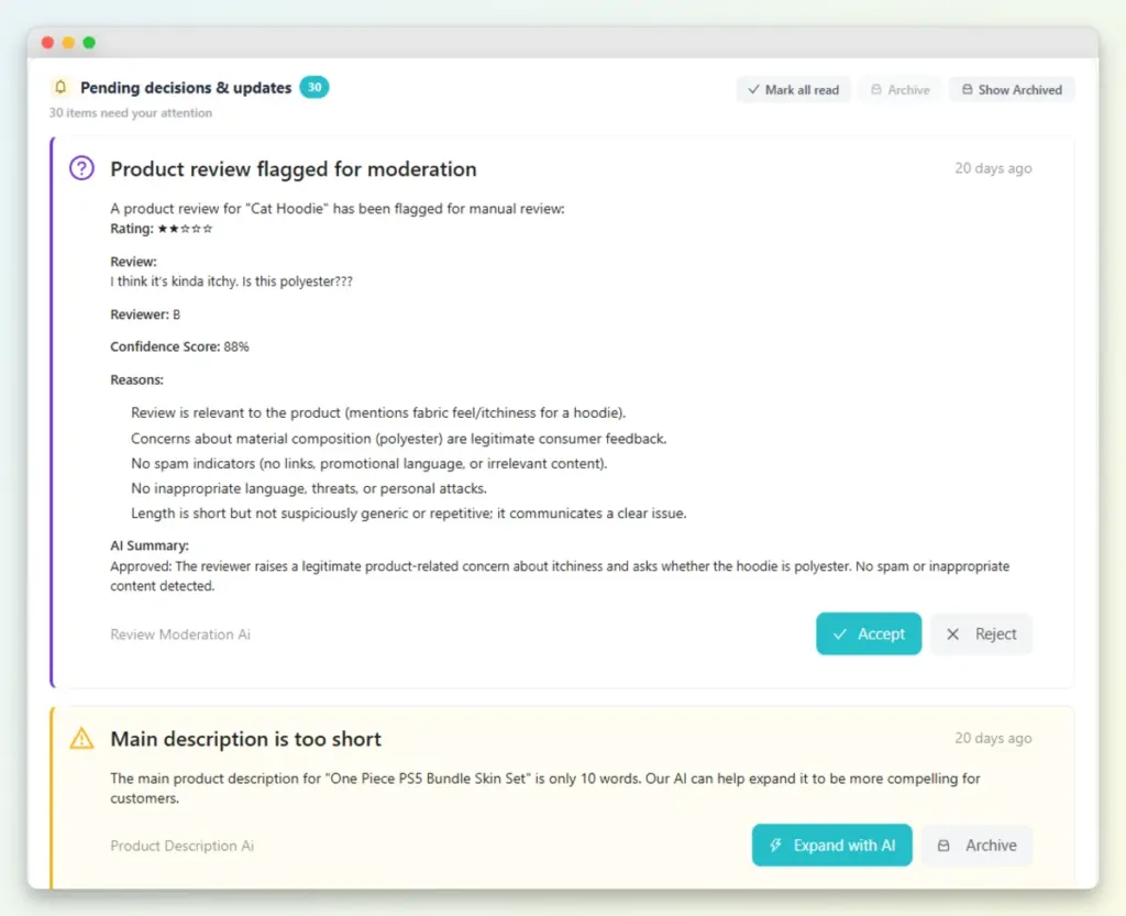 storeagent-Pending decisions updates – StoreAgent Pending decisions updates