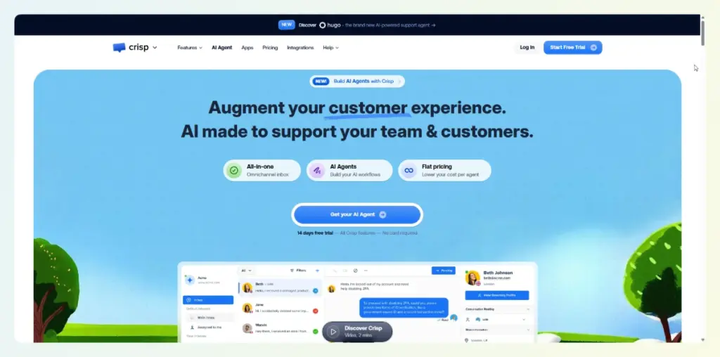 Crisp Chat homepage-storeagent – StoreAgent Crisp live chat and helpdesk software homepage.