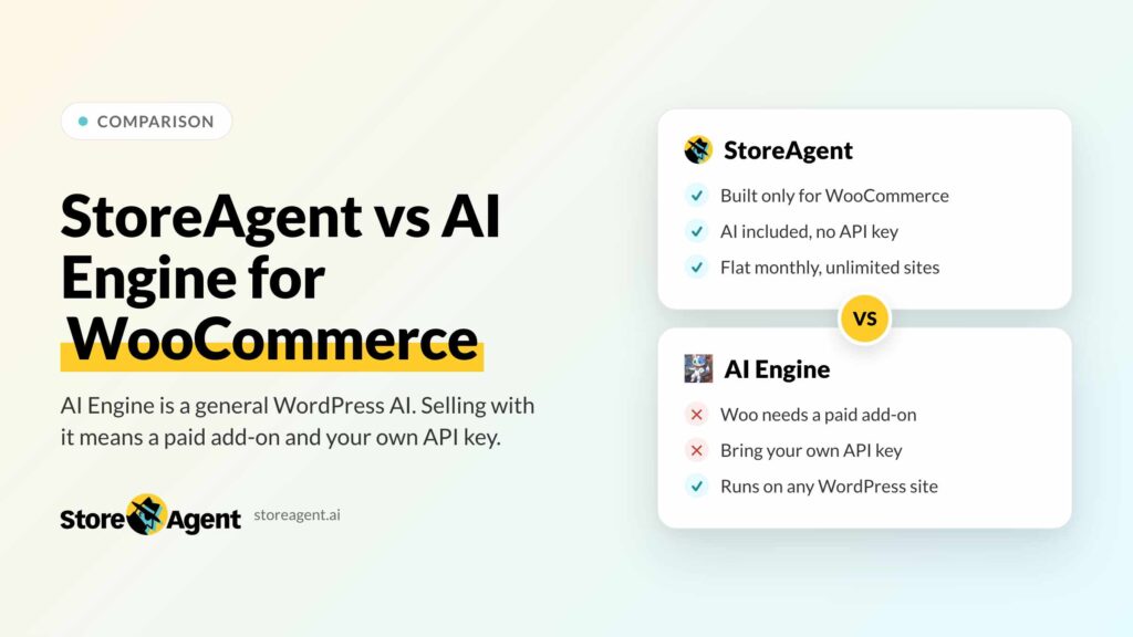 StoreAgent vs AI Engine for WooCommerce: side-by-side comparison card